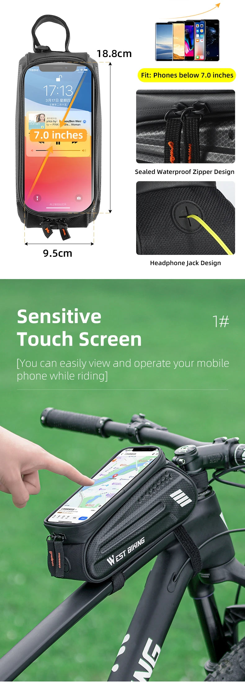 Waterproof Touchscreen Bike Phone Bag