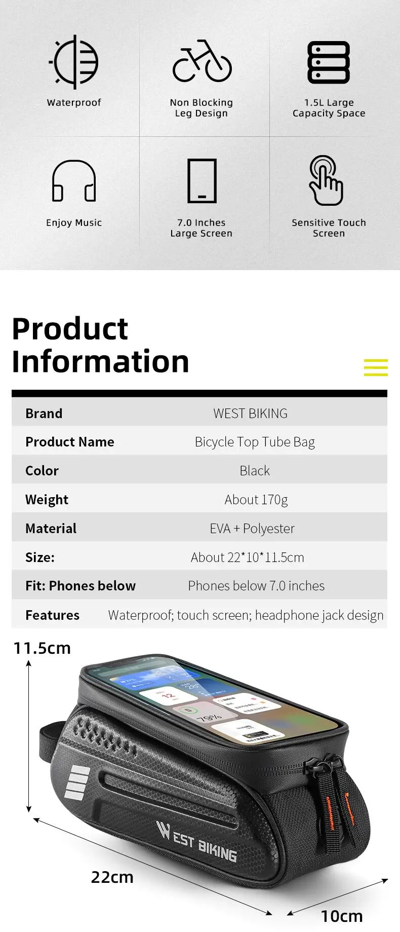 Waterproof Touchscreen Bike Phone Bag